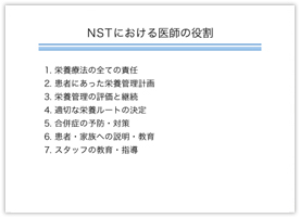 図版７ NSTにおける医師の役割