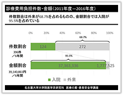 グラフ（１）診療費用負担件数・金額（2011～16年度）