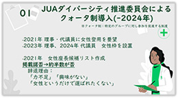 JUAダイバーシティ推進委員会によるクォータ制導入