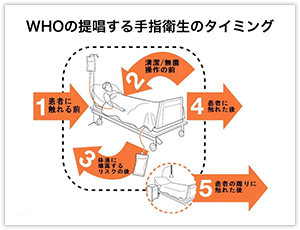 WHOの提唱する手指衛生のタイミング